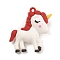 PVC Pendants, Unicorn, FireBrick, 38x34x17mm, Hole: 2mm