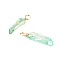 Electroplated Natural Quartz Pendants, with Real 18K Gold Plated Eco-Friendly Copper Wire, Chip, Light Green, 17~44x3.5~8x3~4mm, Hole: 2~4mm