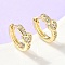 Heart Brass Micro Pave Clear Cubic Zirconia Hoop Earrings, Rack Plating, Long-Lasting Plated, Cadmium Free & Lead Free, Real 18K Gold Plated, 13.5x5mm