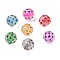 Spray Painted Transparent Acrylic Beads, Round with Heart Pattern, Frosted, Mixed Color, 15.5mm, Hole: 3mm