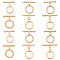 12Pcs 6 Styles Brass Toggle Clasps, Ring, Real 18K Gold Plated, 15.5~19x13~15x2mm, Hole: 1~2mm, 2pcs/style