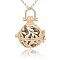 Golden Tone Brass Hollow Round Cage Pendants, with No Hole Spray Painted Brass Round Ball Beads, DarkSlate Blue, 36x25x21mm, Hole: 3x8mm