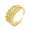 Brass Micro Pave Cubic Zirconia Cuff Rings, Cadmium Free & Lead Free, Real 16K Gold Plated, US Size 8 1/2(18.5mm)