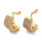 Серьги-каффы из латуни в форме листа с цирконием KK-Z033-30G
