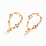 Серьги из латуни с микропейвом и прозрачным фианитом KK-T062-210G-NF