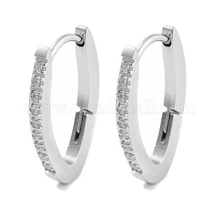 Женские серьги-кольца Huggie Hoop из нержавеющей стали 304 с микропаве из прозрачного кубического циркония EJEW-C096-03P-1