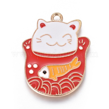 Подвески из сплава с эмалью Lucky Kitten PALLOY-I166-44KCG-1