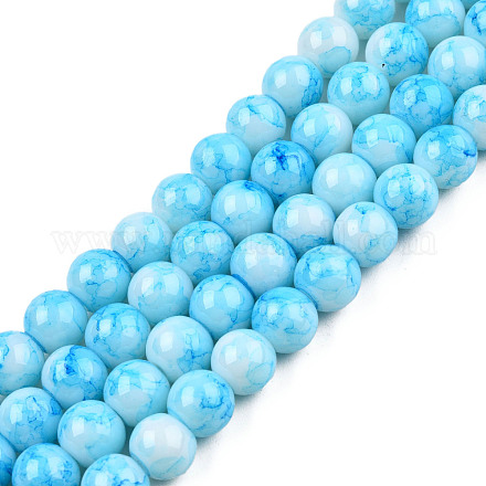 Лакированные стеклянные бусины  GLAA-R139-8mm-10-1