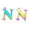 Ion Plating(IP) 304 Stainless Steel Charms, Laser Cut, Alphabet, Rainbow Color, Letter.N, 12.5x10x0.8mm, Hole: 1mm