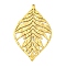 Ion Plating(IP) 304 Stainless Steel Big Pendants, Leaf Charm, Real 18K Gold Plated, 50.5x30x1mm, Hole: 1.2mm