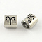 Tarnish Resistant Smooth Surface 304 Stainless Steel European Bead, Large Hole Beads, Oval Constellation/Zodiac Sign Style, Aries, 9x8.5x6.5mm, Hole: 4.5mm