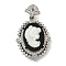Brass Micro Pave Clear Cubic Zirconia Pendants, Cadmium Free & Nickel Free & Lead Free, with Shell, Oval with Girl, Real Platinum Plated, 35.5x22x10mm, Clasp:9x9.5x4mm.