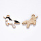 Alloy Enamel Pendants, Unicorn, Light Gold, Black, 13x22x2mm, Hole: 1.8mm