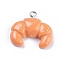 Resin Pendants, Imitation Food, with Platinum Plated Iron Screw Eye Pin Peg Bails, Croissant, Dark Orange, 22.5x21.5x6mm, Hole: 2mm