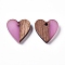 Resin & Wood Pendants, Heart, Pink, 18x17.5x3.5mm, Hole: 1.5mm