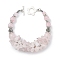 Natural Rose Quartz Chips Beaded Bracelets, with Flower Tibetan Style Alloy Clasps, 7-1/2 inch(19cm)