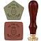 Brass Clay Seal Stamp Set, 1Pc Golden Tone Sealing Stamp Solid Brass Head, with 1Pc Wood Handle, For Unique Imprints on Ceramics and Other Soft Materials, Bottle, 75mm, head: 12mm thick, stamps: 25.4mm