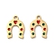304 Stainless Steel Charms, with Enamel, Real 14K Gold Plated, Horseshoe Charm, Colorful, 12x8.7x0.9mm, Hole: 1.5mm