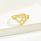 Brass Alphabet Adjustable Rings for Women, Cadmium Free & Nickel Free & Lead Free, with Heart, Letter X, 17mm, US Size 6 1/4(16.7mm)