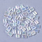 2-Hole Transparent Glass Seed Beads, AB Colours, Rectangle, Clear AB, 5x4.5~5.5x2~2.5mm, Hole: 0.5~0.8mm