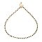 Brass Handmade Glass Beaded   Necklaces, with 304 Stainless Steel Heart Charms, Lobster Claw Clasps, Golden, Black, 15.86 inch(40.3cm)
