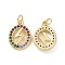 Brass Micro Pave Colorful Cubic Zirconia Pendants, Cadmium Free & Nickel Free & Lead Free, with Jump Ring, Oval with Lightning Charms, Real 18K Gold Plated, 16.5x12x3mm, Hole: 3.2mm