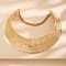 Alloy Leaf Textured Ring Choker Necklaces, Golden, 140x230mm