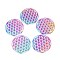Ion Plating(IP) 201 Stainless Steel Filigree Joiners Links, Etched Metal Embellishments, Flat Round with Flower of Life, Rainbow Color, 40x0.2mm