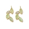 Brass Micro Pave Cubic Zirconia Pendants, Leaf Charms, with Cat Eye, Rack Plating, Long-Lasting Plated, Cadmium Free & Lead Free, Real 18K Gold Plated, 20.5x8.5x3mm, Hole: 1.5mm