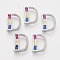 Brass Cubic Zirconia Slide Charms, Cadmium Free & Lead Free, Real Platinum Plated, Colorful, Letter, Letter.D, 18x14x4.5mm, Hole: 1.5x4mm and 1.5x7mm