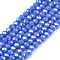 Electroplate Glass Beads Strands, Pearl Luster Plated, Faceted, Rondelle, Royal Blue, 2.9~3.3x2mm, Hole: 0.8mm, about 144~150pcs/strand, 35~37cm