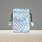 Chinese Style Brocade Drawstring Gift Blessing Bags, Landscape Print Jewelry Storage Pouches for Wedding Party Candy Packaging, Rectangle, Azure, 15x10cm