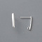 304 Stainless Steel Stud Earring Findings, with Loop, Silver, 15x3x1mm, Hole: 1.6mm, Pin: 0.8mm