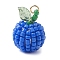 Seed Beads Beaded Pendants, Apple Charms, with Glass Pearl Beads inside, Blue, 21.5x15mm, Hole: 2mm