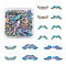 56Pcs 7 Style Rack Plating Alloy Bead, Wing & Butterfly, Rainbow Color, 6.5~7.5x20~36x3~4.5mm, Hole: 1.2~2mm, 8pcs/style