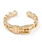 Brass Cuff Rings, Open Rings, Long-Lasting Plated, Watch Band Shape, Real 18K Gold Plated, 3.5mm, Inner Diameter: 17.1mm