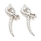 Rack Plating Alloy Pendants with Rhinestone, Snake, Platinum, 48x23x7.5mm, Hole: 1.8mm