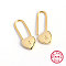 925 Sterling Silver Hoop Earrings, Heart, Real 18K Gold Plated, 24x95mm