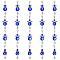 20Pcs Fairy with Heart Tibetan Style Alloy Pendant Decorates, with Evil Eye Lampwork Beads & 304 Stainless Steel Lobster Claw Clasps, Mixed Shape, Marine Blue, 57mm