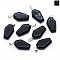 Natural Obsidian Pendants, Halloween Coffin Charms, 35x19x7.5mm, Hole: 4x7.5mm