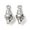 Brass Micro Pave Cubic Zirconia Pendants, Cadmium Free & Nickel Free & Lead Free, Shell Shape Charms, Platinum, 12x5.5x4mm, Hole: 1mm