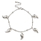 Non-Tarnish 304 Stainless Steel Charm Bracelets for Women, Stainless Steel Color, Magatama, 8-3/4 inch(22.2cm)