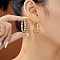 Brass Clear Cubic Zirconia Hoop Earrings, Golden, Colorful, 31x4mm