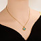 304 Stainless Steel Pave Natural Paua Shell Heart Pendant Necklaces, Golden, Pendant: 1.5x1.5cm