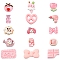 20Pcs 20 Styles Opaque Resin Cabochons Sets, Bear & Flower & Ice Cream, Mixed Shapes, Pink, 14~31x11~34x4~17mm, 1pc/style