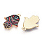 Printed Light Gold Tone Alloy Pendants, Hamsa Hand with Eye Charms, Crimson, 23x18x2mm, Hole: 1.4mm