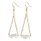 304 Stainless Steel with Natural Quartz Crystal Dangle Earrings, Golden, 60x20mm