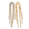 Plating Brass Micro Pave Cubic Zirconia Pendants, Cadmium Free & Nickel Free & Lead Free, Tassel, Real 18K Gold Plated, 73x14.4x2mm, Hole: 1.2mm