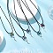 Cylinder Seed Beaded Evil Eye & Alloy Pyramid Cone Pendant Necklaces, Black Waxed Cotton Cord Necklaces, Platinum, Mixed Color, 17.64 inch(44.8cm)
