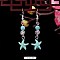 Flower & Starfish Synthetic Turquoise & Alloy Dangle Earrings, Turquoise, 35x13mm